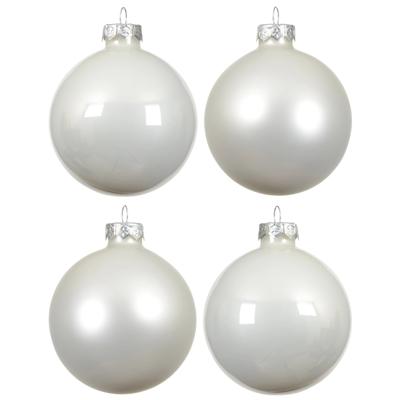 Kerstballen set - 10x - winter wit - glas - 6 cm - glans en mat Kerstballen set - 10x - winter wit - glas - 6 cm - glans en mat