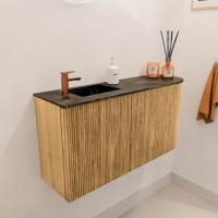 Toiletmeubel Mondiaz Joya Dlux | 81.6 cm | Meubelkleur Oak | Faye wastafel Lava Wasbak Links | 1 kraangat