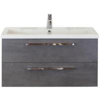 Seville Badmeubelset 100 cm - Beton Antraciet - Wastafel Djazz 1 Kraangat