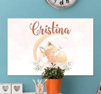Canvas schilderij kinderkamer Schattige vos voor meisje met naam