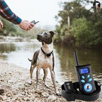 Automatische anti schorsing kraag Pet training controlesysteem + elektrische schok PU lederen kraag voor honden