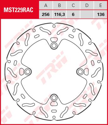 TRW remschijf "mst229rac". rotor mst229rac rigid