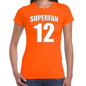 Superfan nummer 12 oranje t-shirt Holland / Nederland supporter EK/ WK voor dames