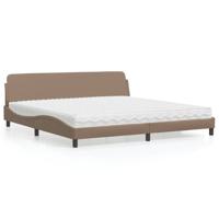 Bed met matras kunstleer cappuccinokleurig 200x200 cm