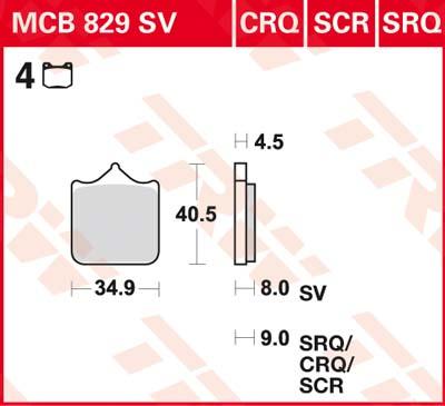 TRW Remblokken, en remschoenen voor de moto, MCB829SV Sinter street