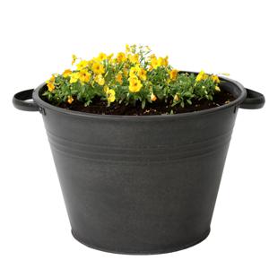 Plantenpot/bloempot Farmer - rond - zink - zwart - D31 X H21 cm