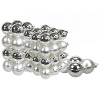 60x stuks glazen kerstballen zilver 6, 8 en 10 cm mat/glans - Kerstbal - thumbnail
