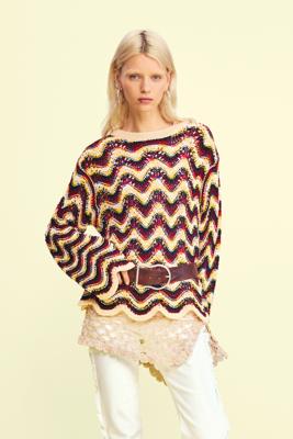 Gehaakte trui met zigzagpatroon - GREEN - L