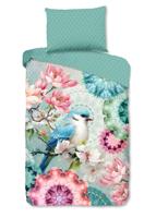 HIP Dekbedovertrek "mandalas, bloemen & vogel" - Mint - (140x200 cm) - Katoen Satijn