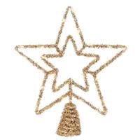 Kerstboom piek ster - LED verlichting - goud - warm wit - 26 cm - 30 lampjes - 3x batterijen