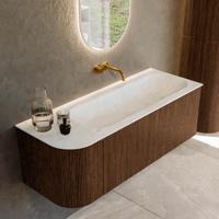 Badmeubel Mondiaz Kurve-Dlux | 125 cm | Meubelkleur Walnut | Wastafelkleur Opalo | Solid surface | Rechts spoelbak | Zonder kraangat(en) Badmeubel Mondiaz Kurve-Dlux | 125 cm | Meubelkleur Walnut | Wastafelkleur Opalo | Solid surface | Rechts spoelbak | Zonder kraangat(en)