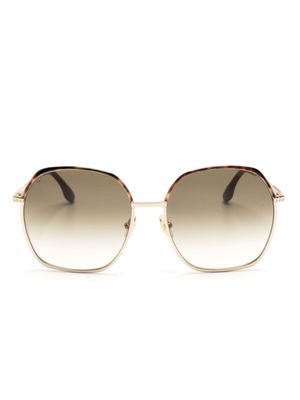 Victoria Beckham Eyewear lunettes de soleil rondes à logo gravé - Marron
