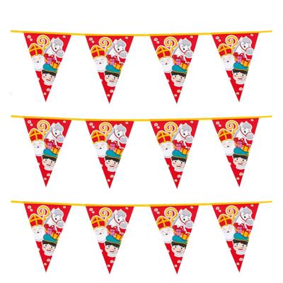 Vlaggenlijnen Sinterklaas - Pakket van 4x stuks - 6 meter - feestversiering - Welkom Sint en Piet