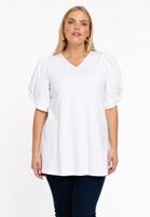 Yoek Tuniek flare met pofmouwen | Wit | Maat 54/56