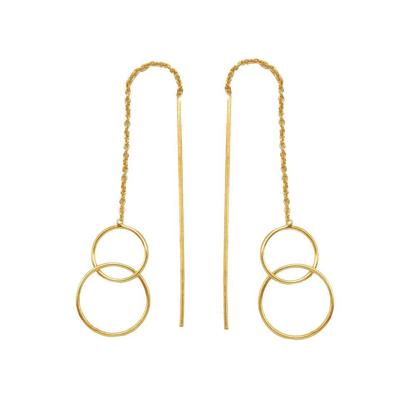 Karma Pull Through Doortrek Oorbellen Plain Double Circle Goud