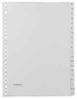Pergamy tabbladen, ft A4, 23-gaatsperforatie, grijze PP, A-Z