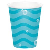 24x Oceaan/zee Themafeest Bekertjes Blauw 266 Ml - Feestservetten - thumbnail