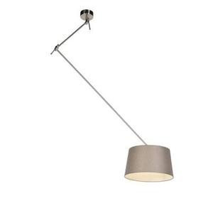 QAZQA Hanglamp staal met linnen kap taupe 35 cm - Blitz