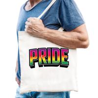 Gay Pride tas voor heren - wit - katoen - 42 x 38 cm - regenboog - LHBTI