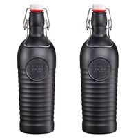 4x Glazen beugelfles/weckfles mat zwart met beugeldop 1,2 liter 4x Glazen beugelfles/weckfles mat zwart met beugeldop 1,2 liter