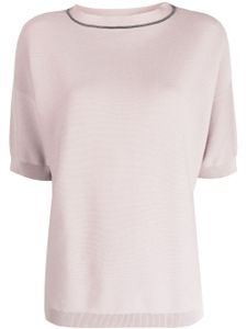 Fabiana Filippi haut à col bordé de maille métallisée - Rose