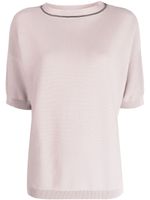 Fabiana Filippi haut à col bordé de maille métallisée - Rose