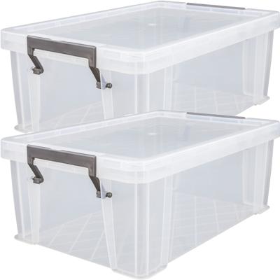 Allstore Opbergbox - 2x stuks - 10 liter - Transparant - 40 x 26 x 15 cm - kunststof - met deksel