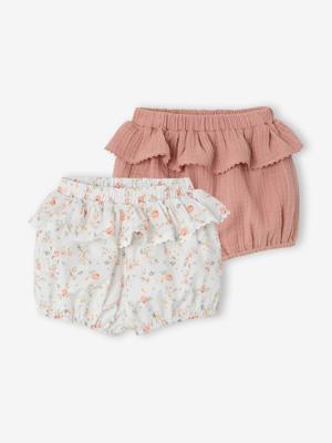 Set van 2 katoenen bloomershorts voor babymeisjes klei