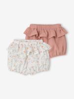 Set van 2 katoenen bloomershorts voor babymeisjes klei