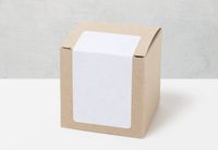 Papieren doos beige rechthoekige sticker - set van 24 - thumbnail