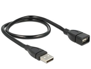 Delock USB-kabel USB 2.0 USB-A stekker, USB-A bus 0.50 m Zwart Flexibele zwanenhalskabel 83499