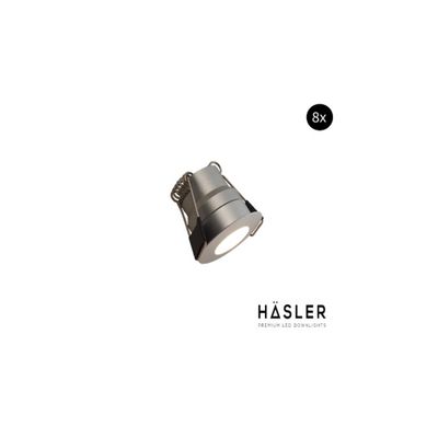 Inbouwspot Häsler Grado Incl. Fase Aansnijding Dimbaar 3.4 cm 1.8 Watt Warm Wit RVS look Set 8x
