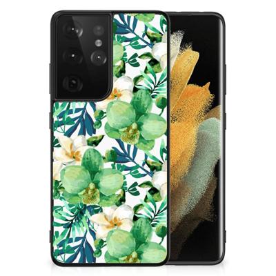 Samsung Galaxy S21 Ultra Bloemen Hoesje Orchidee Groen