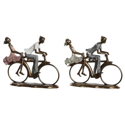 Decoratieve figuren DKD Home Decor 27 x 9,5 x 23 cm Roze Gouden Wit (2 Stuks)