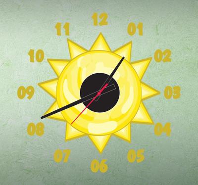 Kinderen zon klok kinderkamer sticker
