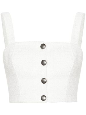 Alessandra Rich haut crop en tweed à carreaux - Blanc