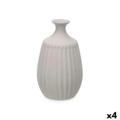Vaas Gift Decor Grijs Keramisch Strepen 19 x 31 x 19 cm (4 Stuks)