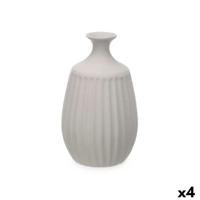Vaas Gift Decor Grijs Keramisch Strepen 19 x 31 x 19 cm (4 Stuks)