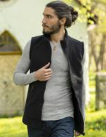 Heren Vest Merino Wol Fleece Engel Natur Kleur Zwart Maat 54/56 - Extra Large
