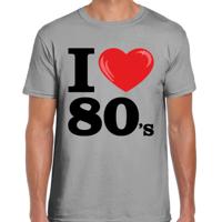 Verkleed T-shirt heren - I love 80s - grijs - eighties party / thema feesten