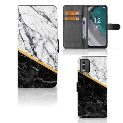 Nokia C32 | Bookcase | Marmer Wit Zwart - Origineel Cadeau Man