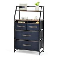 Dressoir met Stoffen Laden Bovenste Plank en Kantelbeveiliging Vrijstaande Kledingcommode voor Woonkamer Slaapkamer (4 Laden)