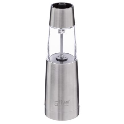 Elektrische pepermolen RVS/glas zilver 19 cm inclusief batterijen