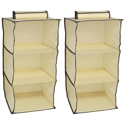 Gerimport Camping opberg/hangkast - 2x - leg niveaus - opvouwbaar - beige - 30 x 60 cm
