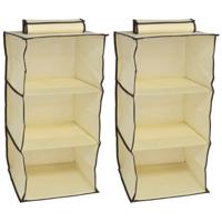 Gerimport Camping opberg/hangkast - 2x - leg niveaus - opvouwbaar - beige - 30 x 60 cm