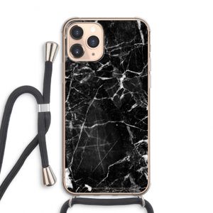 Zwart Marmer 2: iPhone 11 Pro Max Transparant Hoesje met koord