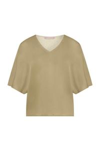 Studio Anneloes Yuna Satin V-neck 11194 T-shirt Korte Mouw 0002 Gold