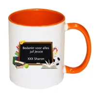 Juf of Meester mok (oranje)