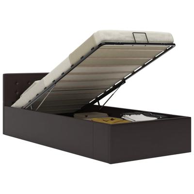 Bedframe met opslag hydraulisch kunstleer grijs 100x200 cm