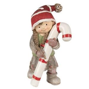 Clayre & Eef Decoratie Beeld Kind 18 cm Groen Polyresin Kerstfiguren